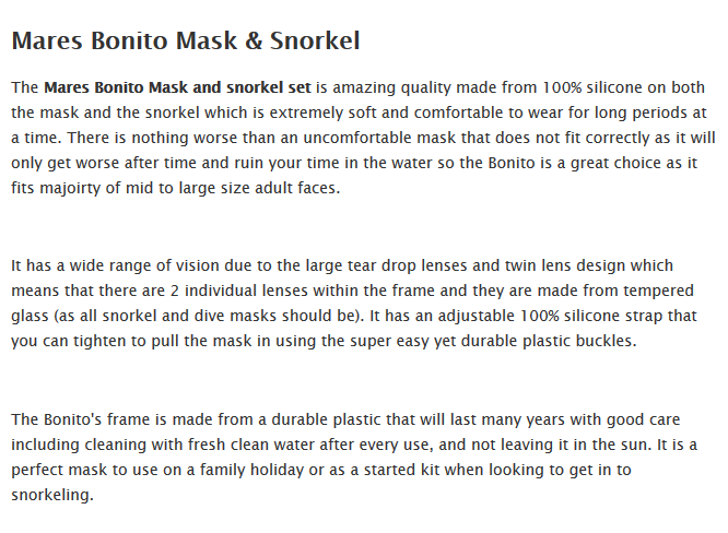 bonnito mask and snorkel