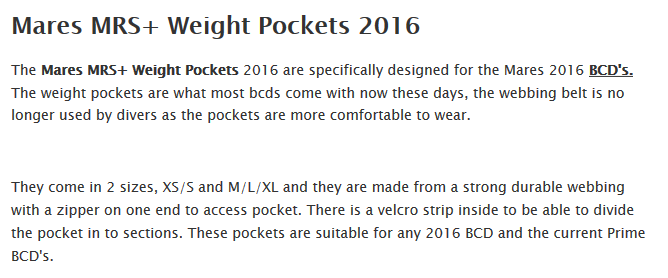 mares weight pockets details