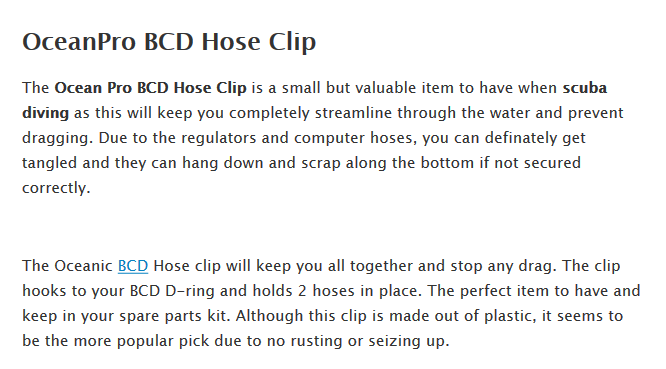 ocean pro bcd hose details