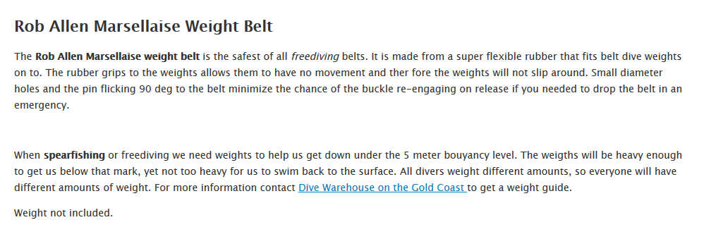 weight belt details