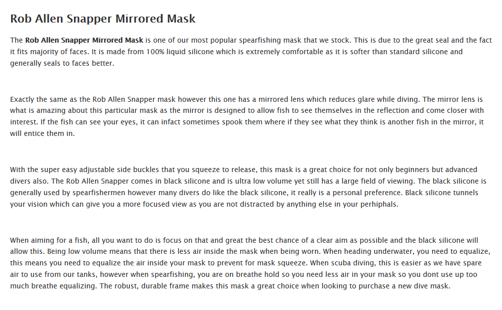 snapper mirrored mask detailed information