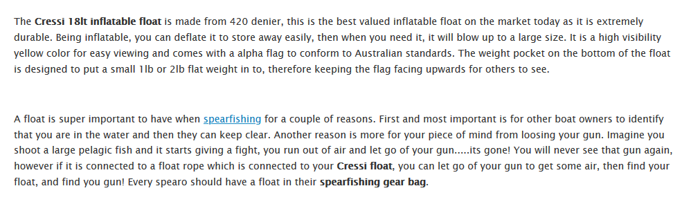 cressi float details