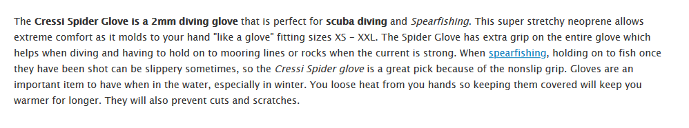 cressi glove details