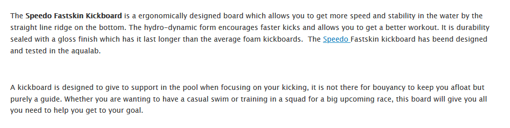 fastskin kickboard details
