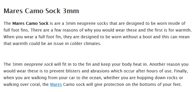 mares camo sock detailed information