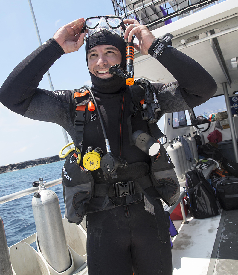A man about to go scuba diving