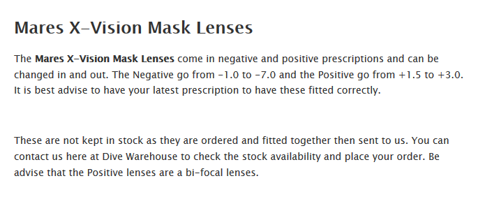 mares vision lenses