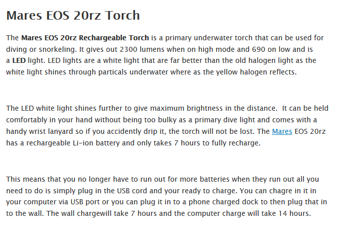 mares 20rz torch details