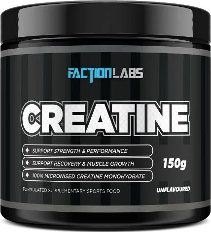 a black container of creatine powder