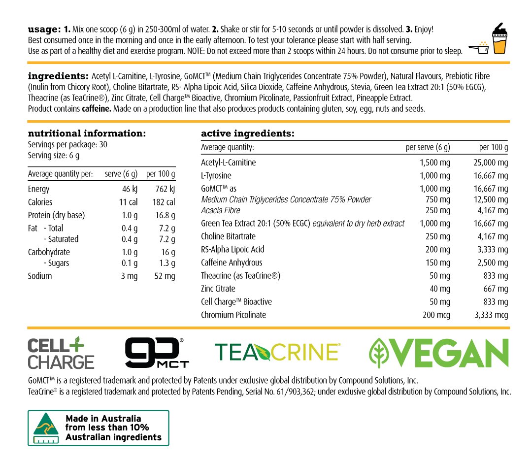 White Wolf Fat Burner Nutritional Information