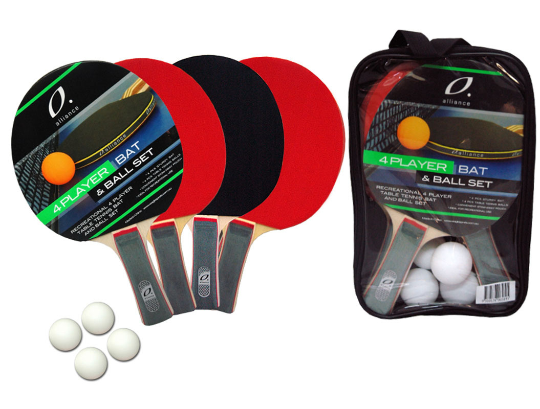 ALLIANCE 4 PLAYER BAT AND BALL TABLE TENNIS SET