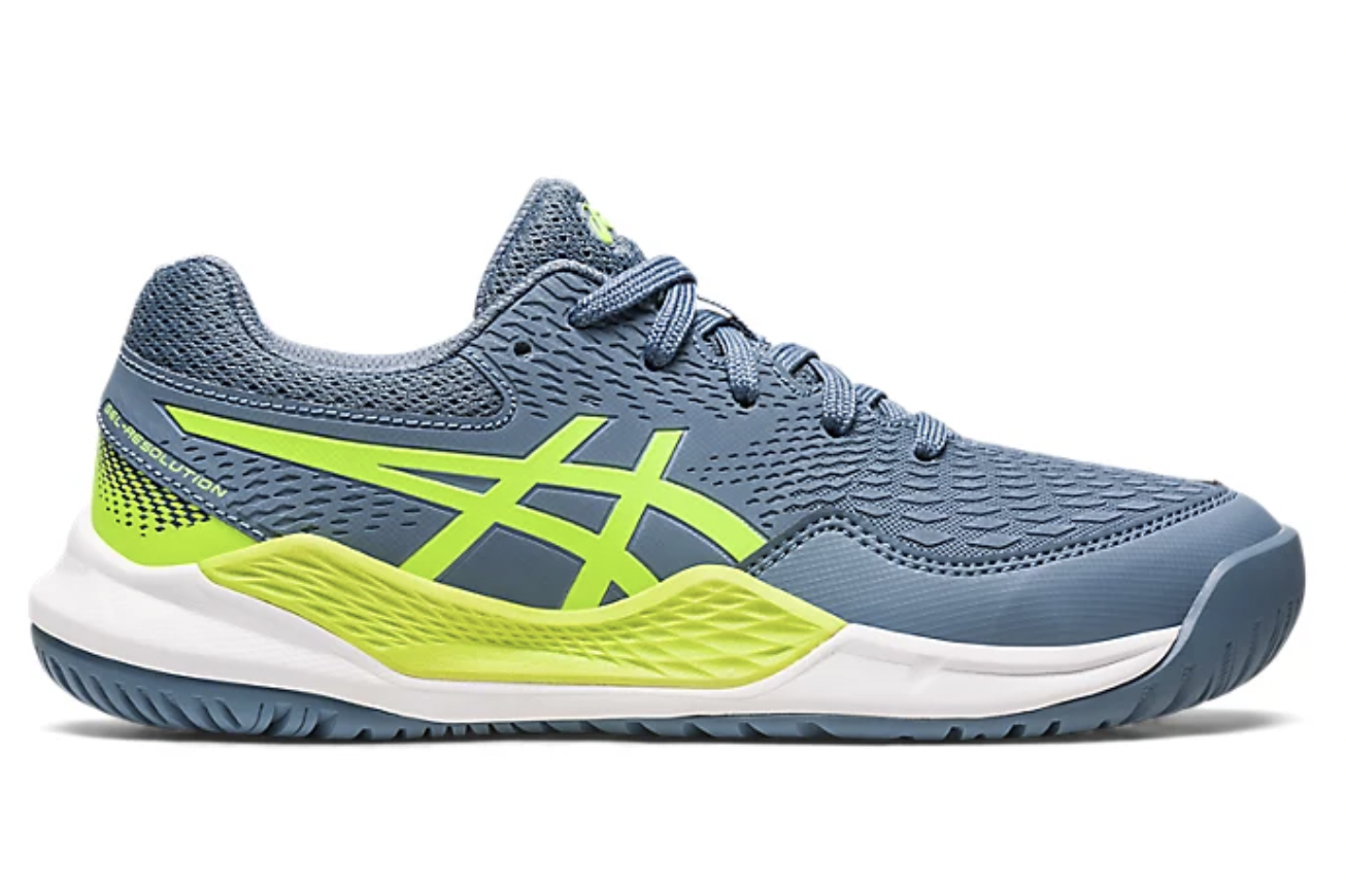 Asics Gel-Resolution 9 GS | Kids | Steel Blue Hazard Green