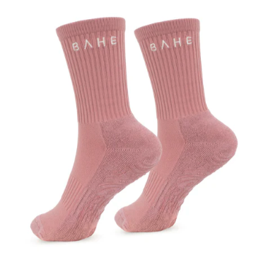 BAHE Studio Grippy Crew Socks Mauve
