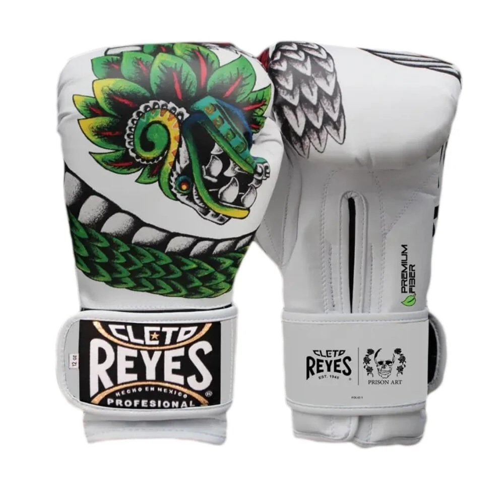 Cleto Reyes Quetzalcoatl Boxing Gloves White/Green Cleto Reyes Quetzalcoatl Boxing Gloves White/Green
