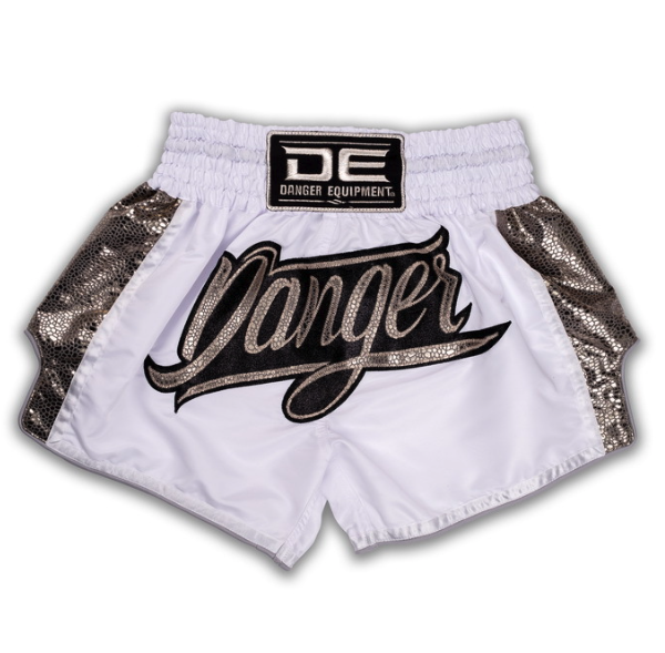 DANGER - Wild Line Muay Thai Shorts - White/Gold