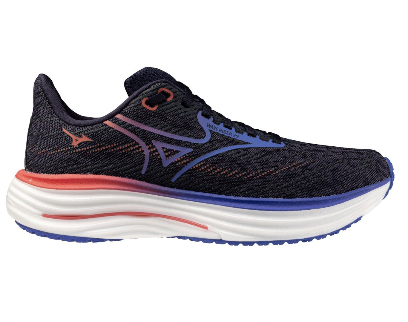 Mizuno Wave Rider 29 | Womens | Odyssey grey/ Blue/ Red Mizuno Wave Rider 29 | Womens | Odyssey grey/ Blue/ Red