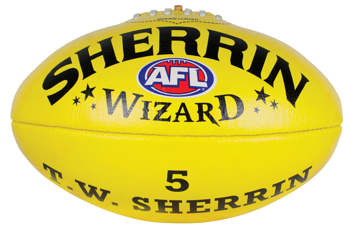 Sherrin Wizard Leather Aussie Rules Football [Size: 2] [Colour: Yellow]