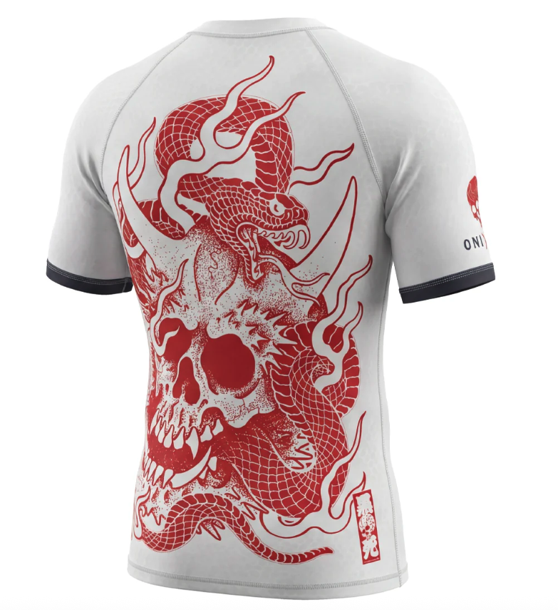 Budo ONI x Viper Green Short Sleeve Rash Guard White