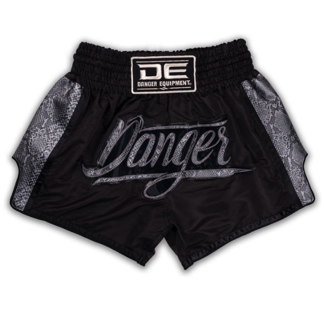 DANGER - Wild Line Muay Thai Shorts - Black/Silver