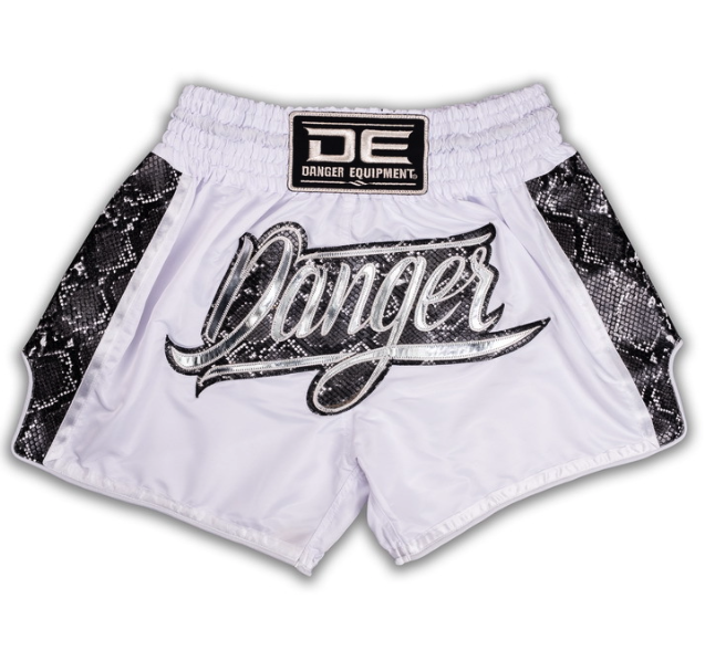 DANGER - Wild Line Muay Thai Shorts - White/Silver