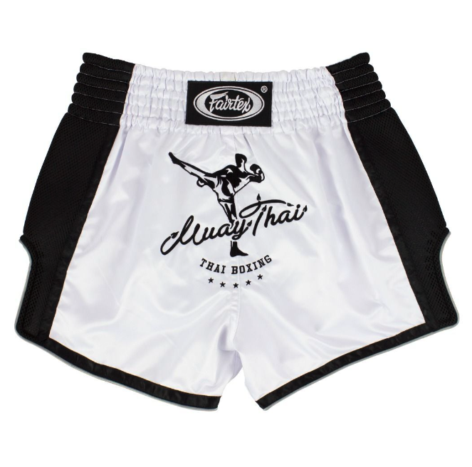 Fairtex BS1707 White Slim Cut Muay Thai Boxing Shorts