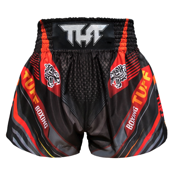 TUFF - Black Double Tiger Muay Thai Boxing Shorts