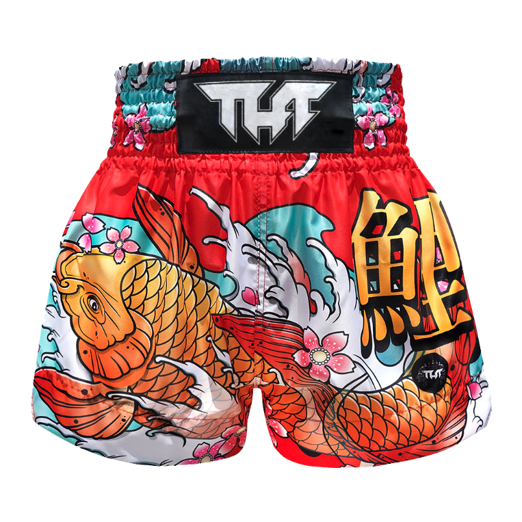 TUFF Red Japanese Koi Fish Thai Boxing Shorts