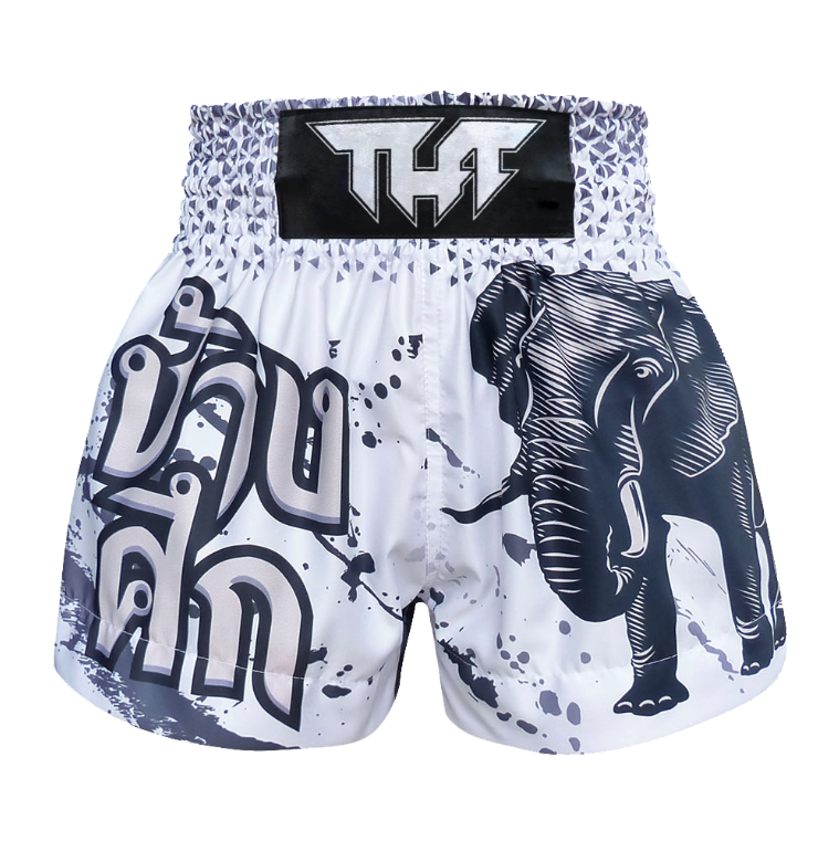 TUFF White War Elephant Thai Boxing Shorts