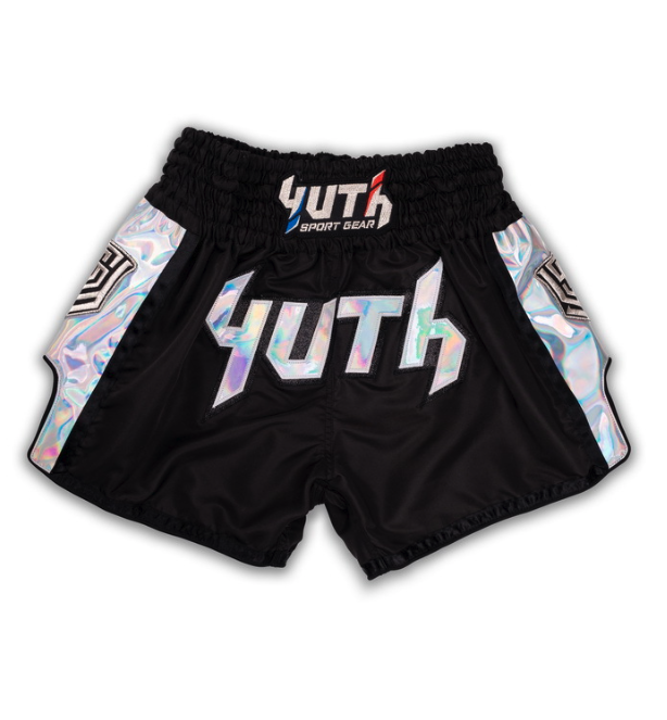 YUTH - Hologram Muay Thai Shorts - Black/Silver